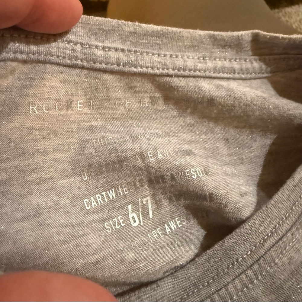 Rockets of Awesome Heather Gray Glitter Long Sleeve Top 6/7 - Picture 3 of 4